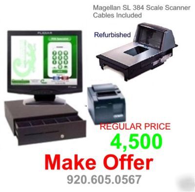 Pos station,pos grocery store,cash register,scale, cas