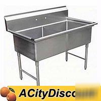 Stainless 2 compartment sink 18INX18INX12IN bowls