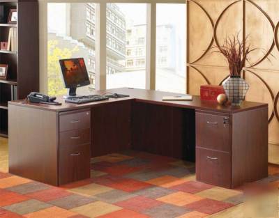 New 4PC l-shape executive office desk set, #lor-87-L1