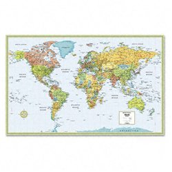 New m-series full-color laminated world wall map, 50...