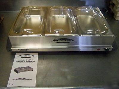 New biaggia triple food buffet server warmer 