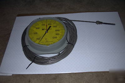 Thermometer, remote bulb, 400 to 1200 deg, 30 ft+ bulb