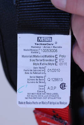 New msa technacurv vestype harness class adp size std