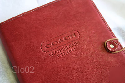 Nwt coach men's 6X8 red leather daily journal planner