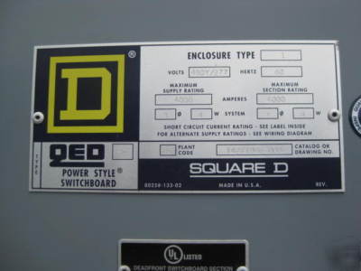 Square d se sef breaker panel 4000 amp a 4W ground