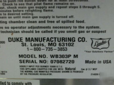 WB303 duke steamtable 3 well gas wet bath 10270 warmer