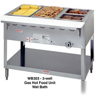 WB303 duke steamtable 3 well gas wet bath 10270 warmer