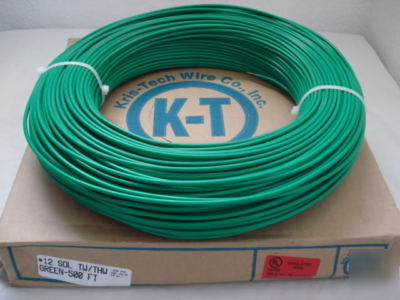 500' feet copper ground wire 12 gauge sol tw/thw green