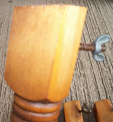 4 pc. vtg. shapely solid maple wood table, stool legs