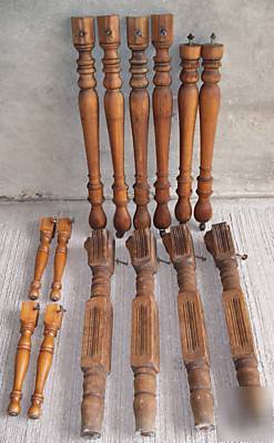 4 pc. vtg. shapely solid maple wood table, stool legs