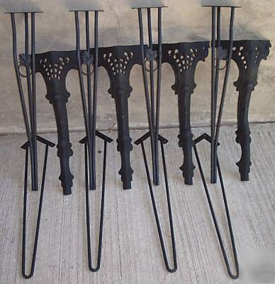 4 pc. vtg. shapely solid maple wood table, stool legs