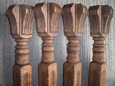 4 pc. vtg. shapely solid maple wood table, stool legs