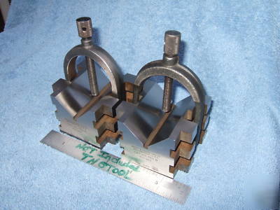 Brown&sharpe 750 b matched pair v-block hardened clamp 
