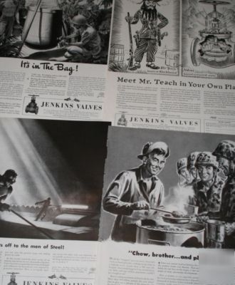 Jenkins valves industrial diamond mark -6 1940S ads lot