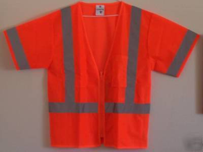 Ansi class 3 safety vest orange large
