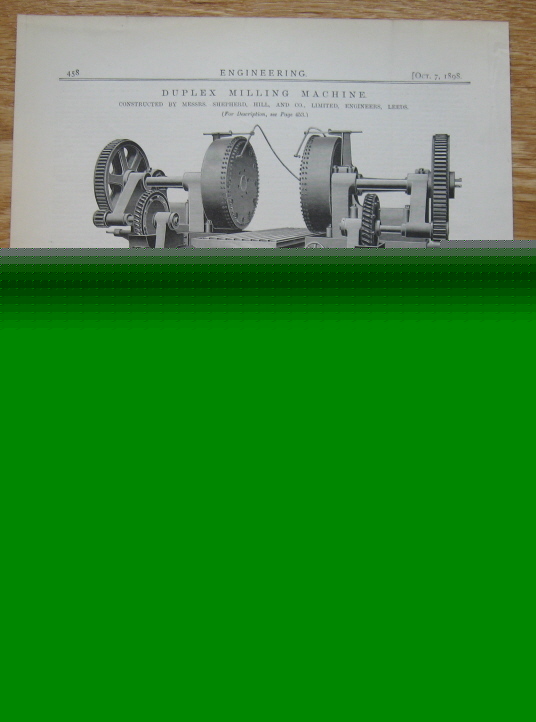 Large slab milling machine shepherd hill co leeds 1898