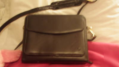 Black leather, franklin planner with carrying strap