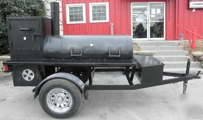 New large charcoal cooker bbq wood smoker grill trailer