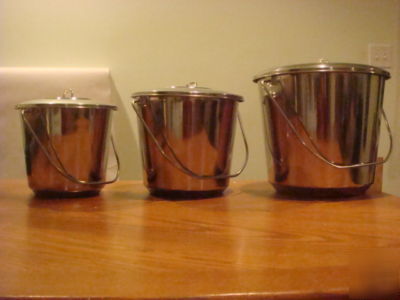 New stainless steel milk pail bucket with lid 6QT 