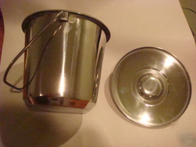 New stainless steel milk pail bucket with lid 6QT 