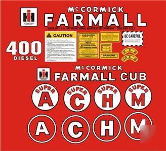 Farmall decal complete set a,b,c,h,m,md,400 & cub