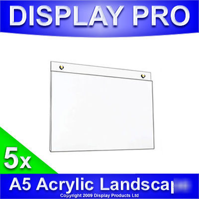 5 x A5 landscape acrylic wall poster shop price display