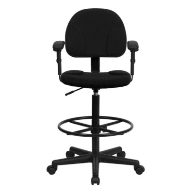Drafting chair stool ergonomic + height adjustable arms