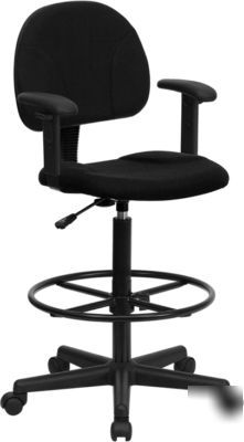 Drafting chair stool ergonomic + height adjustable arms