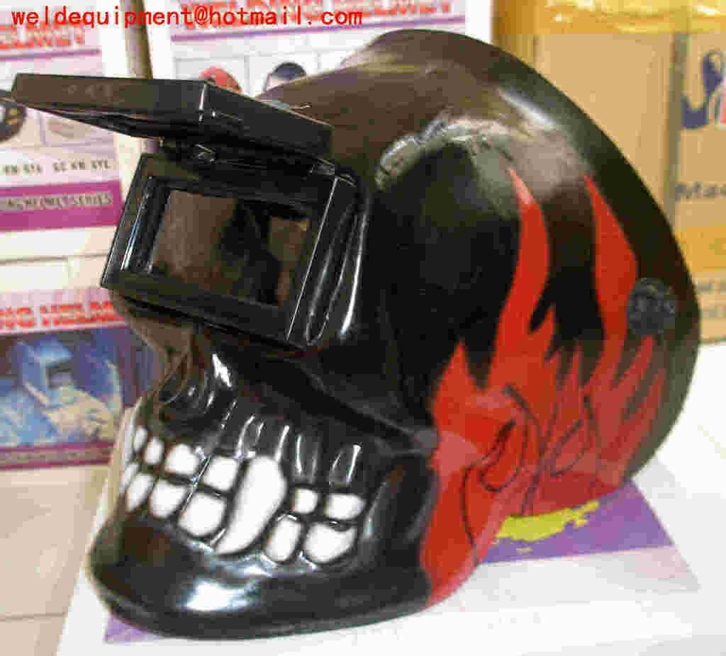 Solar auto darkening welding helmet black skull mask