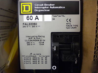 Square d circuit breaker interrupter FAL22060 60 amp