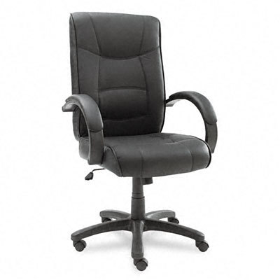 High-back swivel/tilt chair w/black leather upholstry
