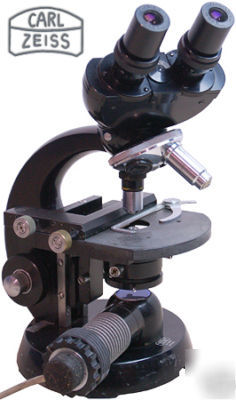 Zeiss binocular microscope w/2 lens, 2 objectives, p.s.