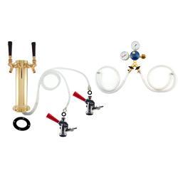 2 tap brass tower kegerator draft beer kit no CO2 tank