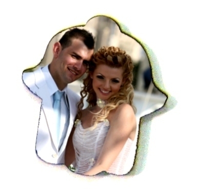 50 thank you wedding hamsa magnets,bride,groom photo