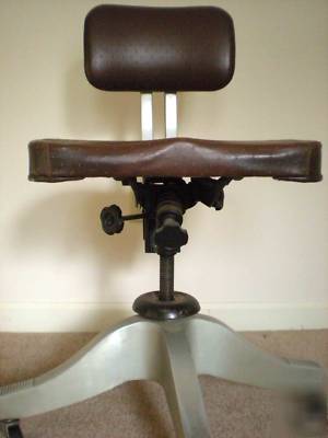 Antique vintage shaw walker brown leather office chair 