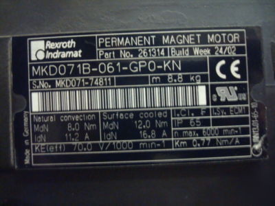 New * * indramat servo motor MKD071B-061-GP0-kn pt#261314