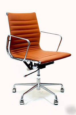 New modern tan lider leather conference office chair