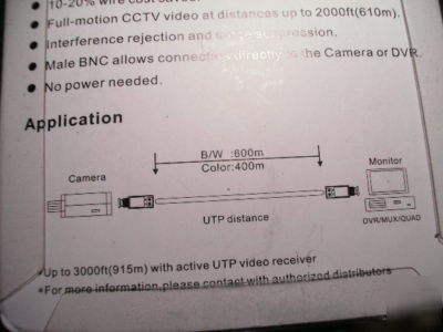 One pair CAT5 video balun, quick & positive connection