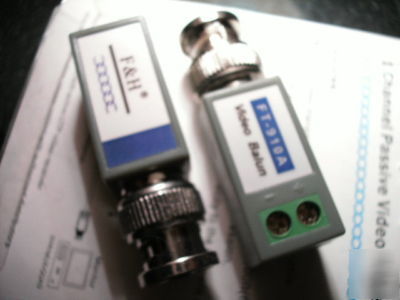 One pair CAT5 video balun, quick & positive connection