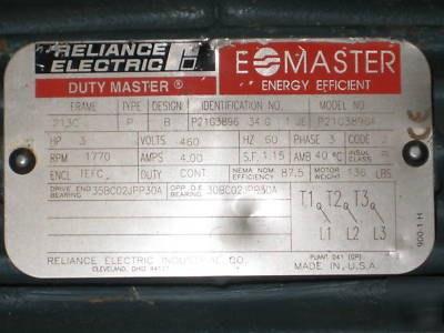 Winsmith gear 943 cdsr & reliance duty master ac motor 