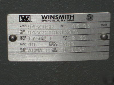 Winsmith gear 943 cdsr & reliance duty master ac motor 