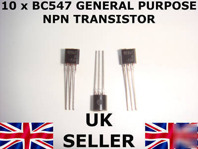 10 x BC547 general purpose npn transistor to-92