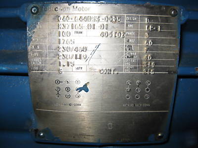 100 hp dynamatic motor frame 405TDZ 460 v 1765 rpm 