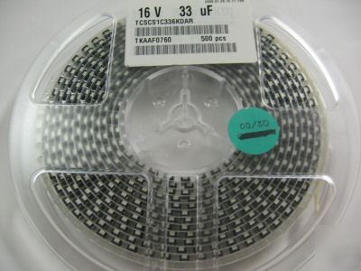 500 pc p/n TCSCS1C336KDAR ; tantalum cap. 33UF16V d 10%