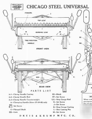 Chicago dreis & krump hand box & pan brake manual