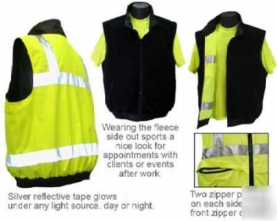 Hi-viz class ii lime-grn insulated safety vest-med