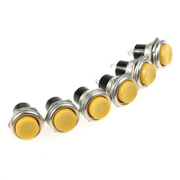 New 6 x yellow momentary on off push button switches 