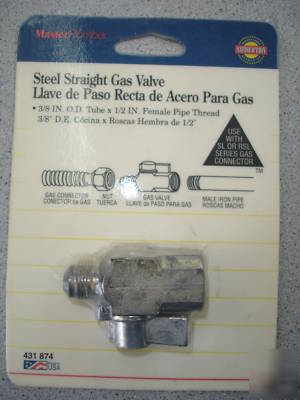 Steel gas straight valve shutoff 3/8 flare x 1/2 fpt 