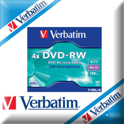 5 verbatim dvd-rw 4.7GB matt silver discs 43285
