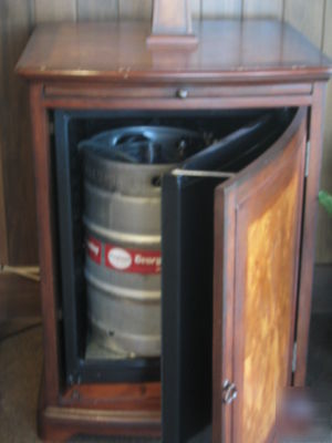 Beverage bar fridge cooler wood cabinet--kegerator conv